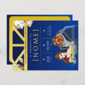 Invitation Carte Postale Convite de Aniversário Infantil da Bela e a Fera (Devant / Derrière)