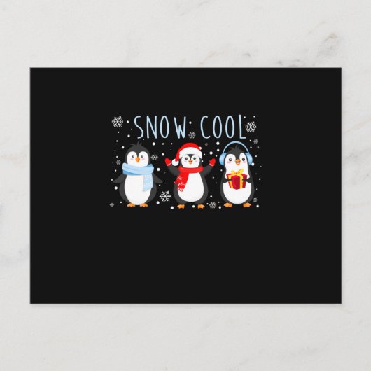 Invitation Carte Postale Cool de neige mignonne Penguin Noël d'hiver (Devant)