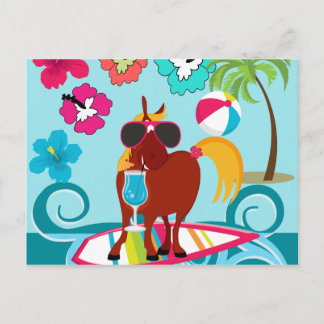 Invitation Carte Postale Cool Horse Surfer Dude Summer Fun Beach Party