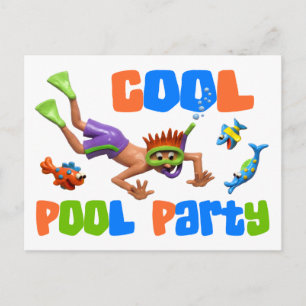 Invitation Carte Postale Cool Pool Party