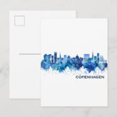 Invitation Carte Postale Copenhague Danemark Skyline Blue (Devant / Derrière)
