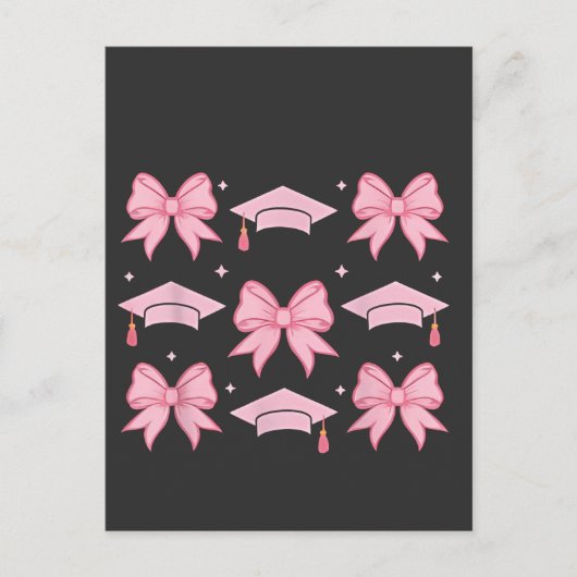 Invitation Carte Postale Coquette Bow Graduation Palette rose 2025 (Devant)