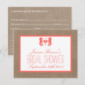 Invitation Carte Postale Coral Seahorse Beach Fête des mariées Recette Cart (Devant / Derrière)