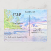 Invitation Carte Postale Couleur d'eau couleur Palm Beach Sunset RSVP (Dos)