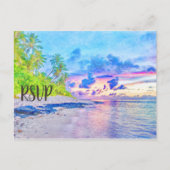 Invitation Carte Postale Couleur d'eau couleur Palm Beach Sunset RSVP (Devant)