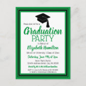 Invitation Carte Postale Couleurs de l'école verte et noire (Devant)