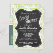 Invitation Carte Postale Couleurs pastel, Pointe Polka ; tableau Vintage (Devant / Derrière)