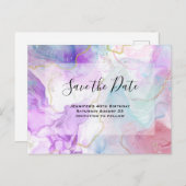 Invitation Carte Postale Couleurs violettes, vertes, roses Flow Enregistrer (Devant / Derrière)