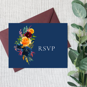 Invitation Carte Postale Couleurs vives Floral Aquarelle Mariage RSVP