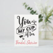 Invitation Carte Postale Coupe de Fête des mariées rose et noire de Tea Par (Debout devant)