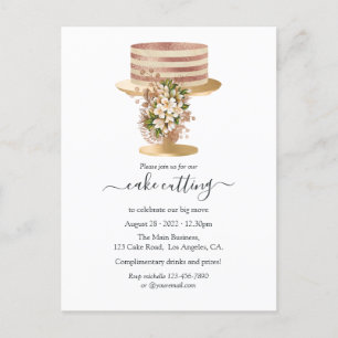 Invitation Carte Postale Coupe Rose tendance Gold et Gold Floral Cake
