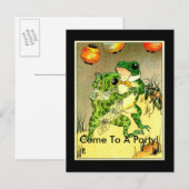 Invitation Carte Postale Couple De Grenouille, Venez À Une Fête ! (Devant / Derrière)
