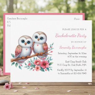 Invitation Carte Postale Couple de hiboux fantaisistes pour l'enterrement d