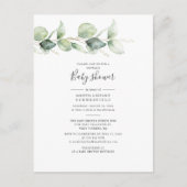 Invitation Carte Postale Couples Baby shower Eucalyptus Feuilles (Devant)