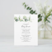 Invitation Carte Postale Couples Baby shower Eucalyptus Feuilles (Debout devant)