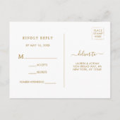 Invitation Carte Postale Couronne de cercle d'or botanique Mariage RSVP (Dos)