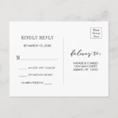 Invitation Carte Postale Couronne de mariage florale géométrique noire vert (Dos)