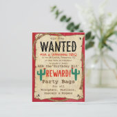 Invitation Carte Postale Cowboy Western BBQ fête d'anniversaire Poster Rech (Debout devant)