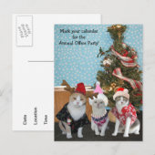 Invitation Carte Postale Coworkers de chat amusant / Parti de bureau (Devant / Derrière)