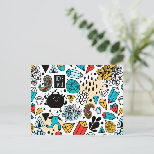 Invitation Carte Postale Crazy head (Debout devant)