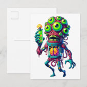 Invitation Carte Postale Création de Monster Alien avec tube électrique (Devant / Derrière)