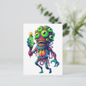 Invitation Carte Postale Création de Monster Alien avec tube électrique (Debout devant)