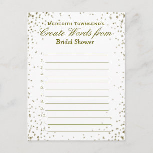 Invitation Carte Postale Créer des mots Confetti d'or
