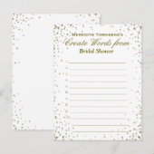 Invitation Carte Postale Créer des mots | Confetti d'or (Devant / Derrière)