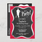 Invitation Carte Postale Crimson Red Baseball (Devant / Derrière)