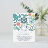 Invitation Carte Postale Critère marin nautique Ahoy! C'est un Baby shower  (Debout devant)