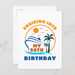 Invitation Carte Postale Croisière en mon bateau de 50e anniversaire
