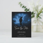 Invitation Carte Postale Crow noir avec Runes Goth foncé Enregistrer la dat (Debout devant)