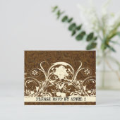 Invitation Carte Postale Cuir Brown foncé RSVP (Debout devant)