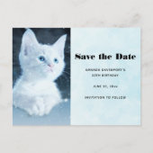 Invitation Carte Postale Cuite Kitten blanc avec de beaux yeux bleus (Devant)