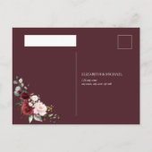 Invitation Carte Postale Cuivre Géométrique Bourgogne Bleu RSVP (Dos)