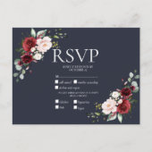 Invitation Carte Postale Cuivre Géométrique Bourgogne Bleu RSVP (Devant)