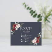 Invitation Carte Postale Cuivre Géométrique Bourgogne Bleu RSVP (Debout devant)