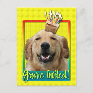 Invitation Carte Postale Cupcake d'invitation - Golden Retriever - Mickey
