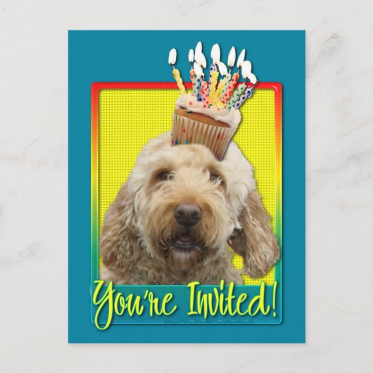 Invitation Carte Postale Cupcake d'invitation - GoldenDoodle (Devant)