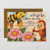 Invitation Carte Postale Custom bee baby shower  (Devant / Derrière)