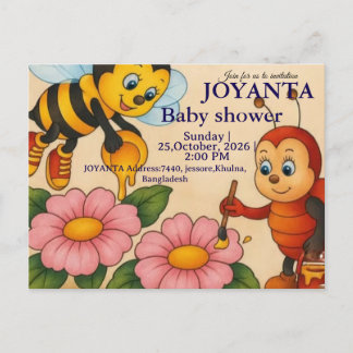 Invitation Carte Postale Custom bee baby shower