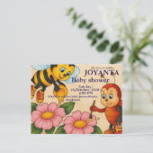 Invitation Carte Postale Custom bee baby shower  (Debout devant)