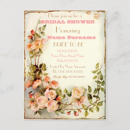 Invitation Carte Postale cut floral bridal (Devant)
