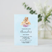 Invitation Carte Postale Cute Aquarelle Mère Lion & Baby shower Cub (Debout devant)