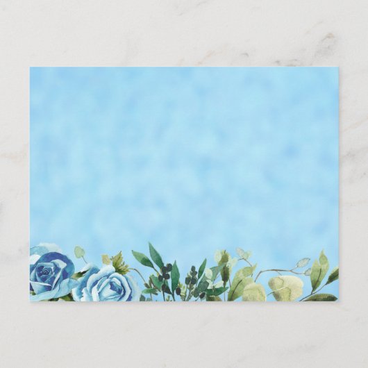 Invitation Carte Postale Cute Bear Bleu Fleurs verdure Baby shower garçon (Dos)