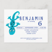 Invitation Carte Postale Cute Blue Gecko Lizard fête d'anniversaire (Dos)