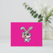 Invitation Carte Postale Cute Bunny with Glasses Blowing Bubble Gum (Debout devant)