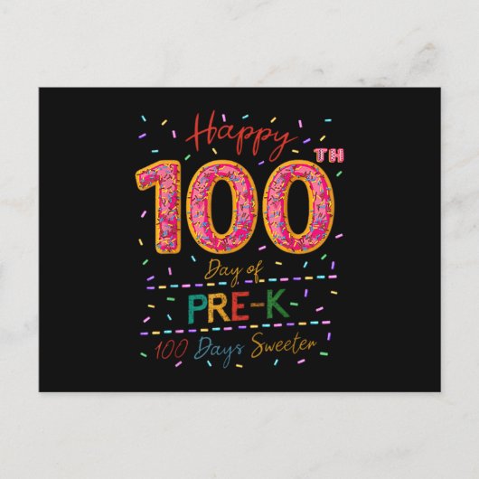 Invitation Carte Postale Cute Donut 100th Day Of Prek 100 Days Of School.Pn (Devant)