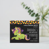Invitation Carte Postale Cute Frankenstein Unicorn Halloween Anniversaire (Debout devant)