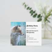 Invitation Carte Postale Cute Furry Fox sur Blue Grunge Arrière - plan Anni (Debout devant)